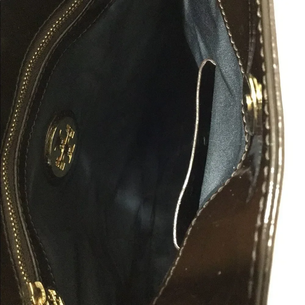 Tory Burch Brown Patent Leather Oversized Tote Bag